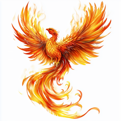 Colorful Phoenix Tattoo Stencil