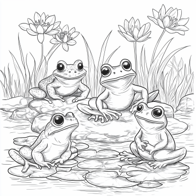 Baby Frogs Around the Pond