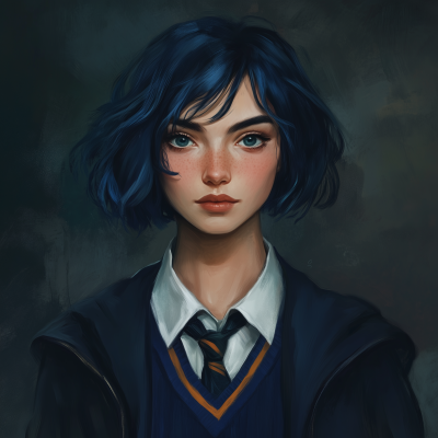 Hogwarts Student with Blue Hair