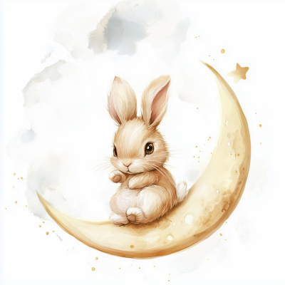 Cute Rabbit on the Moon