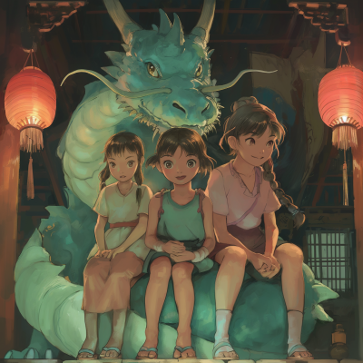 Girls Riding a Dragon