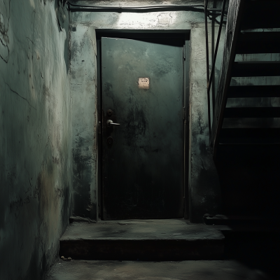 Gloomy Locked Basement Door