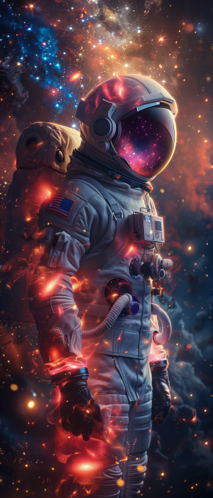 Mushroom Spaceman in Cosmic Space