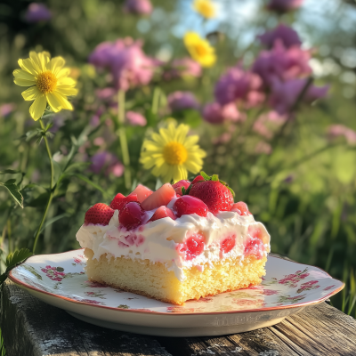 Strawberry Honeybun Cake with Strawberry Cream Icing