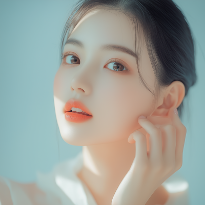 Beautiful Woman Applying Cosmetics