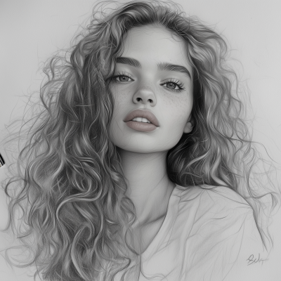 Girl with Long Curly Hair