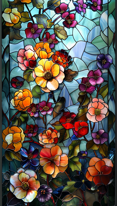 Stained Glass Floral Art