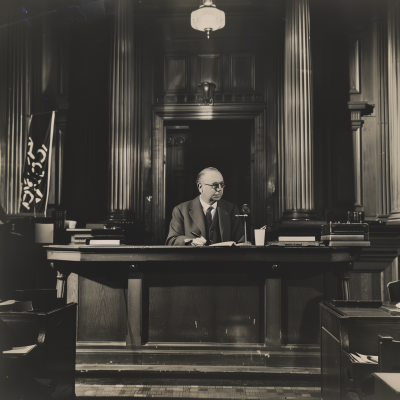 Vintage Judge in Courtroom