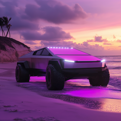 Cyber Truck on a Beach