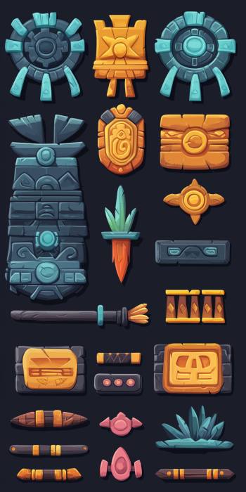 Cartoon Aztec UI Kit