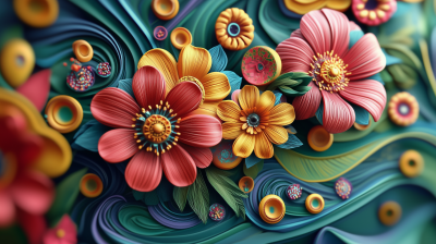 Colorful Floral Scroll Frame