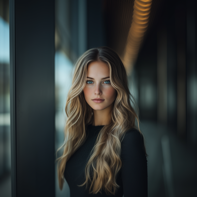 Elegant Nordic Woman in Urban Setting
