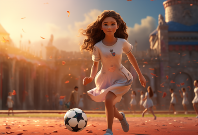 Disney Princess Playing Soccer