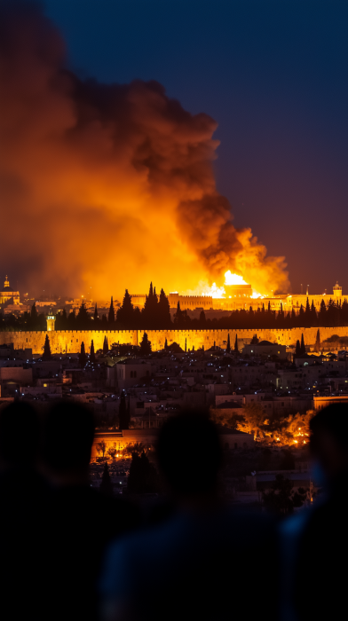 Ancient Jerusalem Temple in Flames