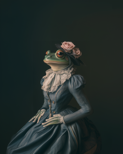 Frog in Vintage Attire