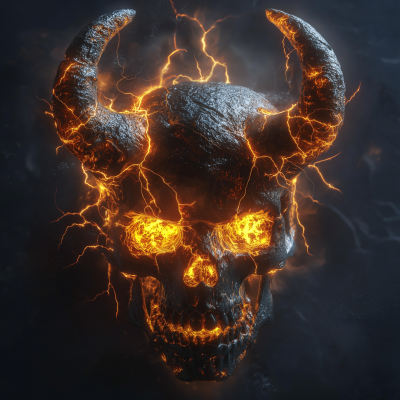 Glowing Amber Horned Skull