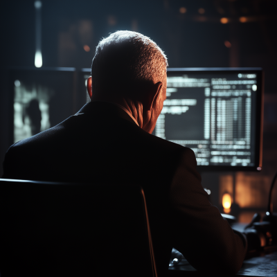 Villainous Character at Desk