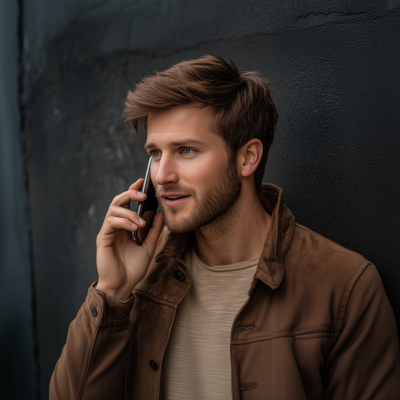 Characterful Man Making a Call