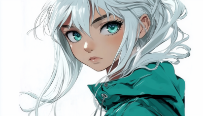 Anime Portrait with Twin Tails