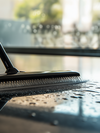 Close Up of a Man with Cleaning Device