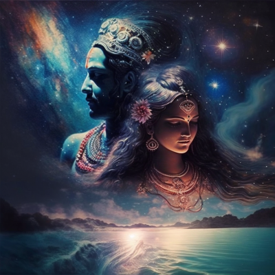 Hindu Gods Vishnu and Lakshmi