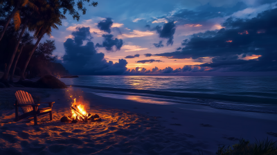 Beach Campfire Evening