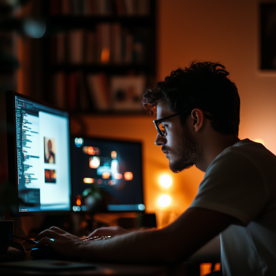 Man Playing Computer