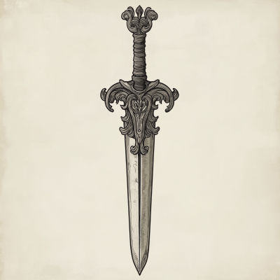 Ornate Sword Handle Illustration