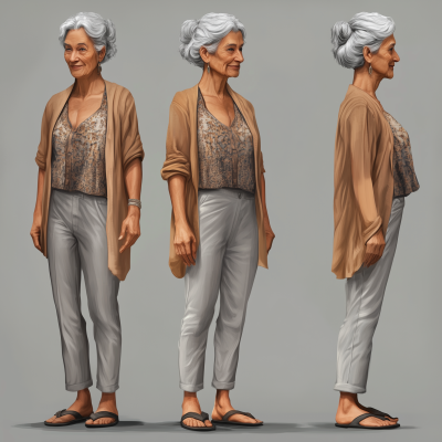 Jovial Elderly Lady Character Design