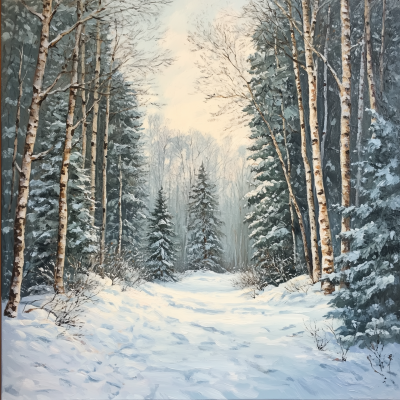 Snow Covered Forest Clearing