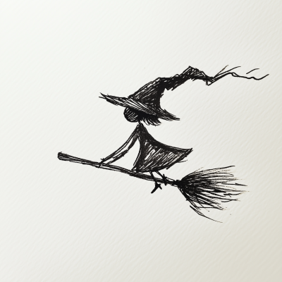 Simple Witch on Broomstick