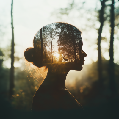 Double Exposure Woman Portrait