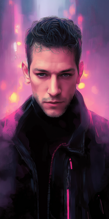 Cyberpunk Man in Neon Lights