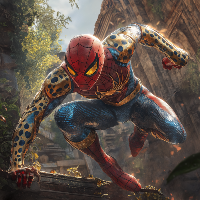 Web Cheetah Strike in Jungle Ruins