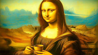 Mona Lisa Pouring Coffee