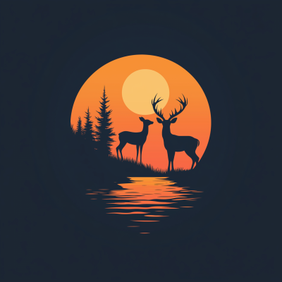 Modern Buck and Doe Logo