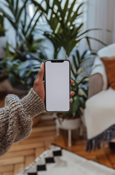 Hand Holding iPhone Mockup