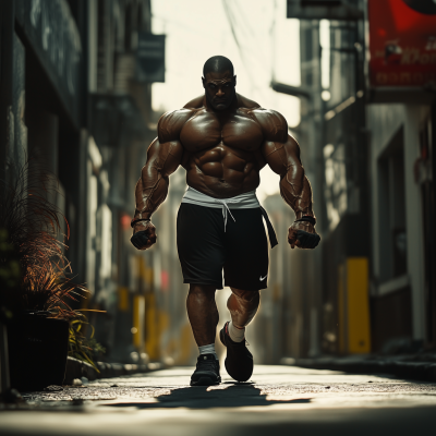 Bodybuilder Walking