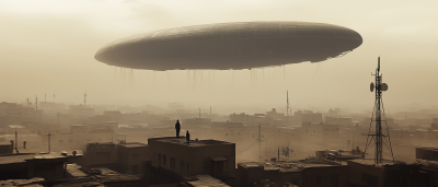 Monolithic Spaceship Over Baghdad