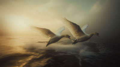 Swans in Flight