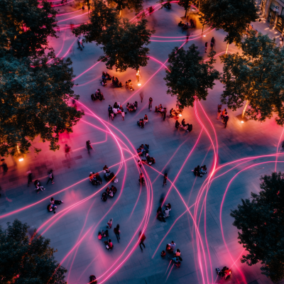 Aerial View of a Park Gathering
