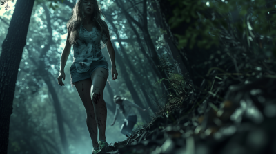 Running in the Forest at Night