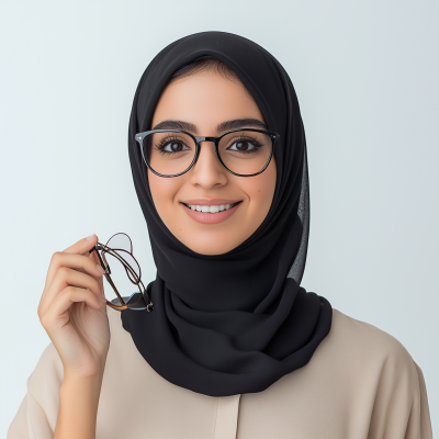 Smiling Woman Holding Glasses