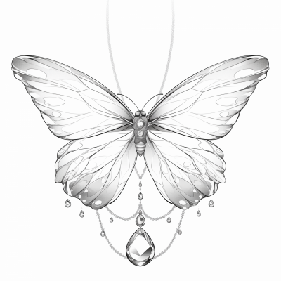 Minimalistic Butterfly with Gemstone