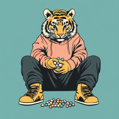 Tiger Counting Marbles