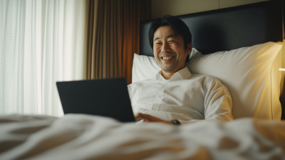 Businessman Working from Bed