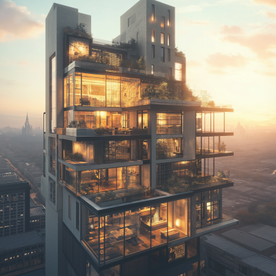 Modern Apartment Building Over Church Ruin