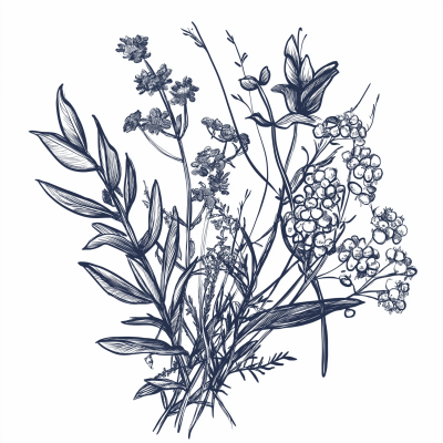Expressive Wild Herb Bouquet