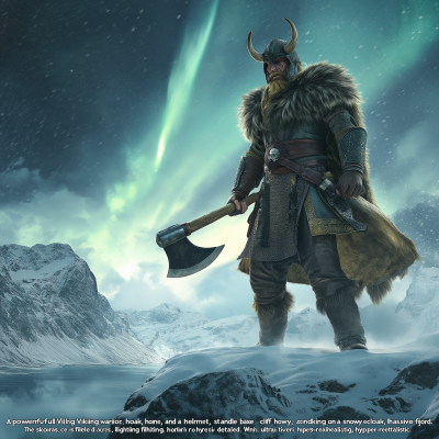 Viking Warrior Overlooking Fjord