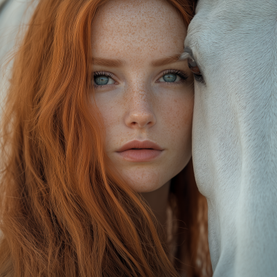 Woman and White Horse